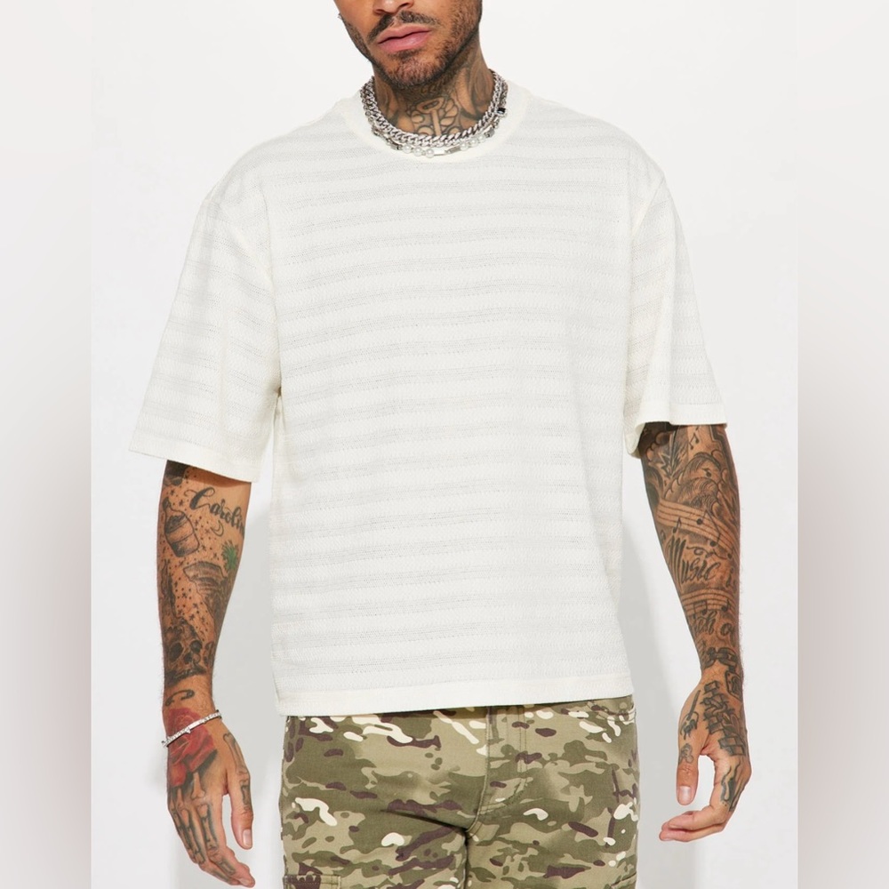 Textured Short Sleeve Tee - Cream